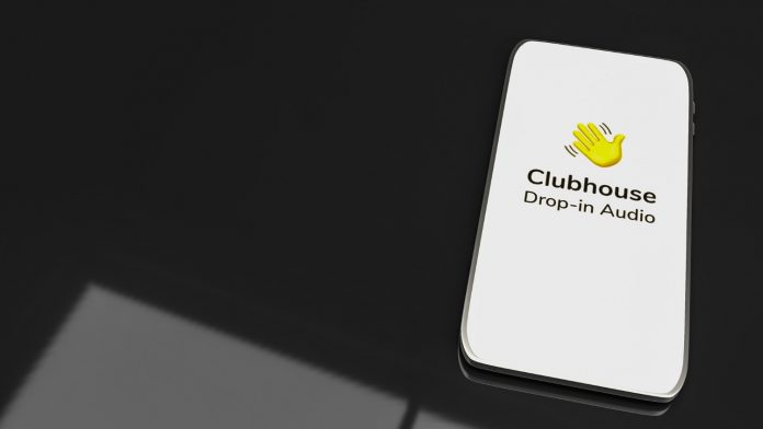 clubhouse-app-for-drop-in-audio-chat-application-on-smartphone-3d-rendering